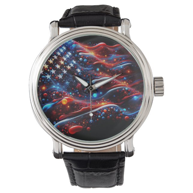 USA Flag Paint Splatters  Watch (Front)