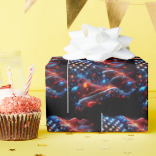 USA Flag Paint Splatters Wrapping Paper