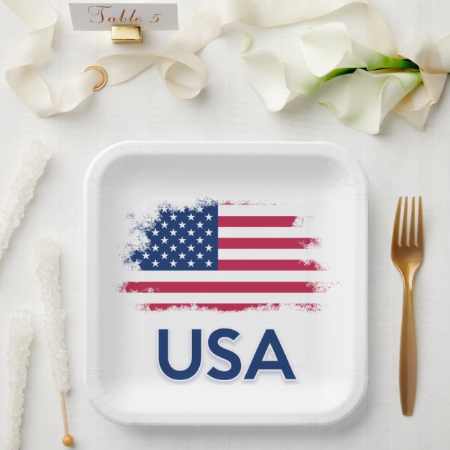 USA Flag   Paper Plates (Wedding)