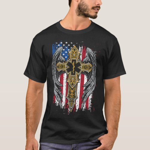 USA Flag Paramedic Caduceus EMT EMS Nurse Doctor d T_Shirt