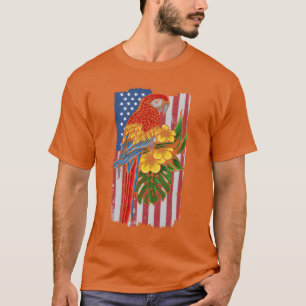 USA Flag Parrot Bird Lover Parrot Bird American fu T-Shirt