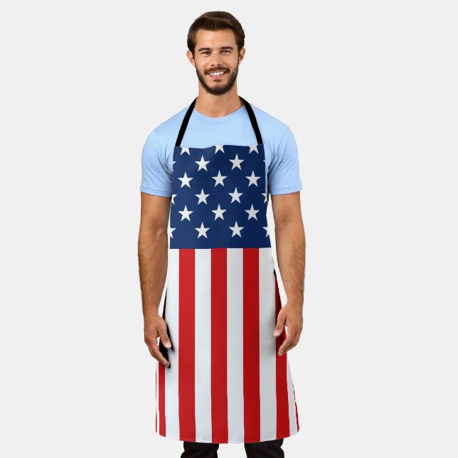 USA Flag Patriot 4th of July Red Blue White Apron (Worn)