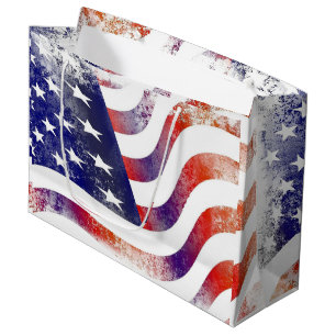 USA Flag Patriotic 4th Of July Large Gift Bag