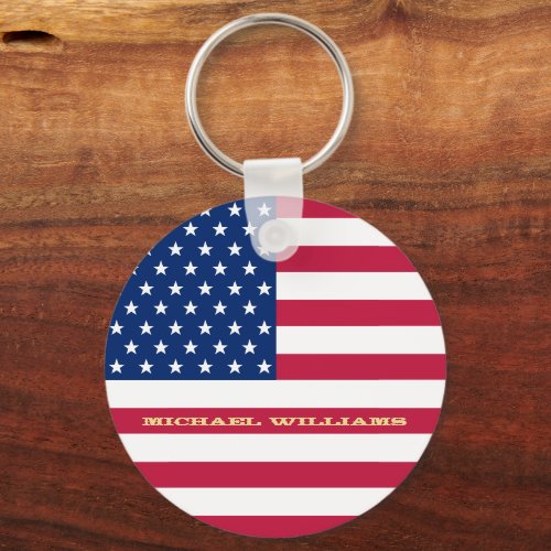 USA Flag Patriotic American 4th of July Keychain