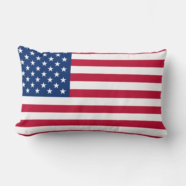 USA Flag Patriotic American Flag Stars and Stripes Lumbar Pillow (Front)