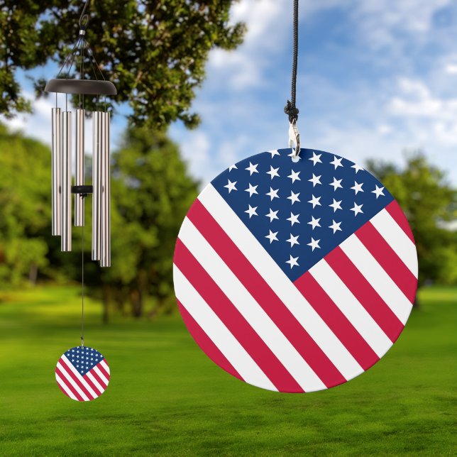 USA Flag Patriotic American Flags Wind Chime (Outdoor)