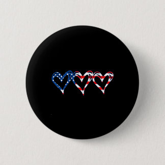 Usa Flag Patriotic American Hearts Armed Forces 4t Button