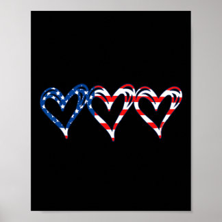 Usa Flag Patriotic American Hearts Armed Forces 4t Poster