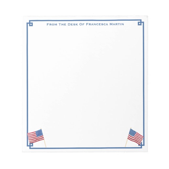 USA Flag Patriotic American Personalized Notepad (Front)
