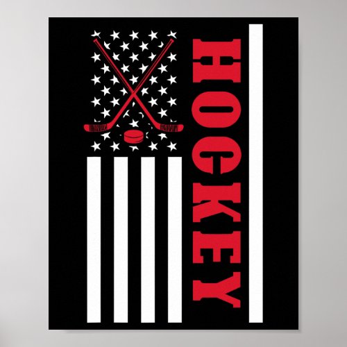 Usa Flag Patriotic American Pride Hockey Player Gi Poster