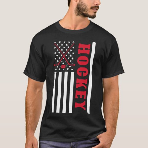 Usa Flag Patriotic American Pride Hockey Player Gi T_Shirt