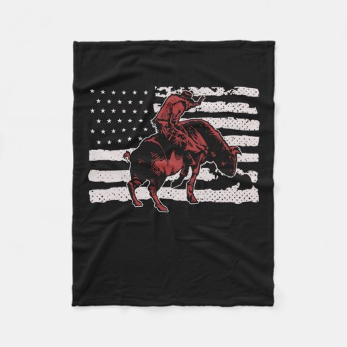 USA Flag Patriotic American Rodeo Bull Rider Fleece Blanket