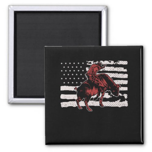 USA Flag Patriotic American Rodeo Bull Rider Magnet