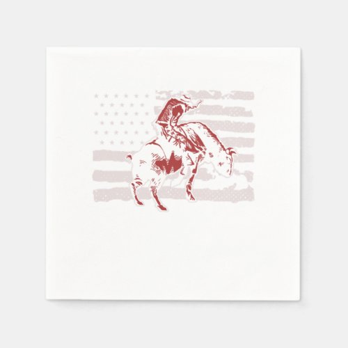 USA Flag Patriotic American Rodeo Bull Rider Napkins
