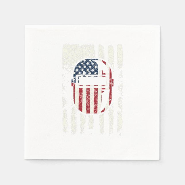 USA Flag Patriotic American Welder Welding Helmet Napkins (Front)