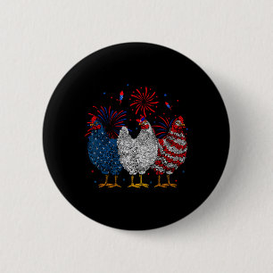 Usa Flag Patriotic Chicken Lover 4th Of July 1 Button