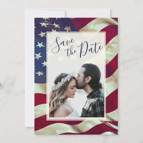 USA Flag Patriotic Christian Bible Photo Wedding Save The Date