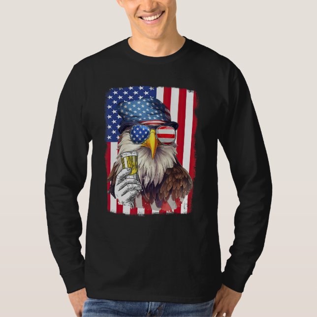 USA Flag Patriotic Eagle Sunglasses 4th Of July Be T-Shirt (Front)