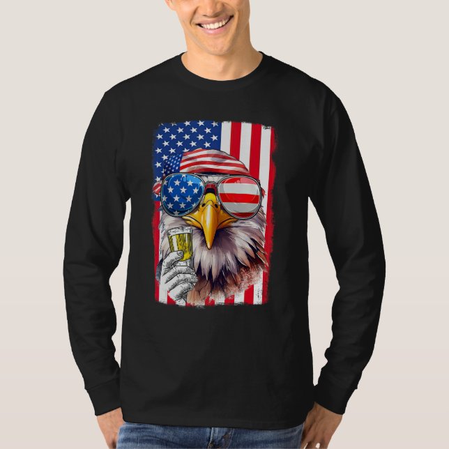 USA Flag Patriotic Eagle Sunglasses 4th Of July Be T-Shirt (Front)