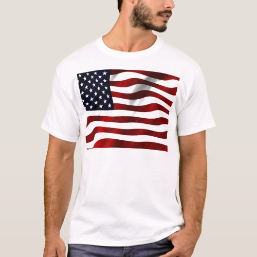 USA Flag Patriotic Fluttering Blowing Wind T_Shirt