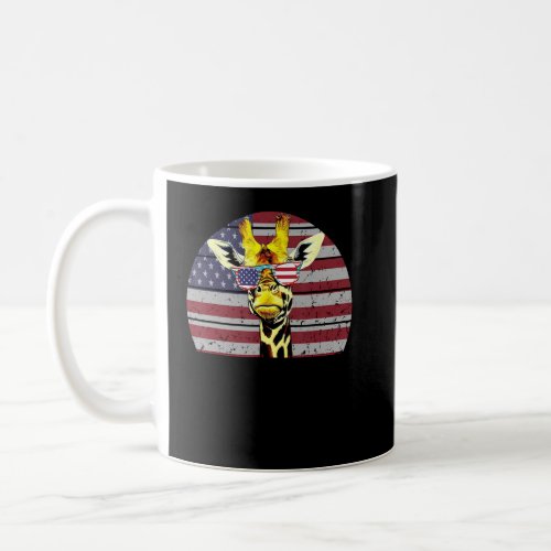 USA Flag Patriotic Giraffe Sunglasses Funny Animal Coffee Mug