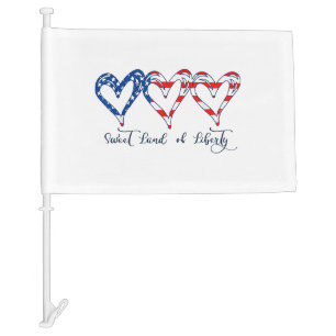 USA Flag Patriotic Hearts 4th of July Sweet Land o