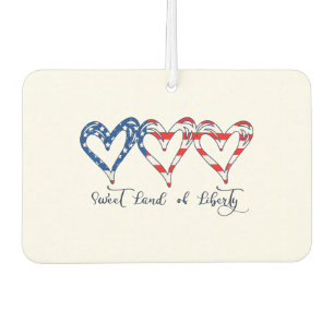 USA Flag Patriotic Hearts 4th of July Sweet Land o Air Freshener