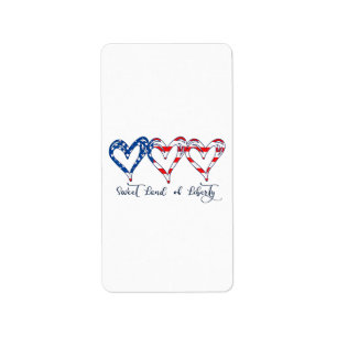 USA Flag Patriotic Hearts 4th of July Sweet Land o Label