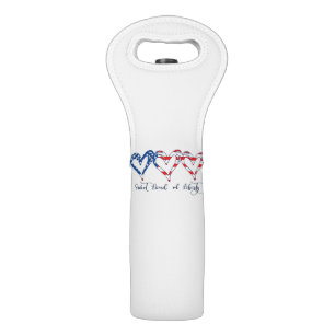 USA Flag Patriotic Hearts 4th of July Sweet Land o Wine Bag