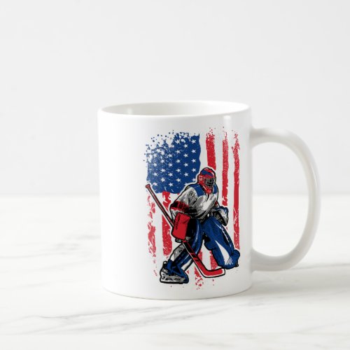 Usa Flag Patriotic Ice Hockey Goalie  Coffee Mug