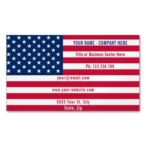 USA Flag _ Patriotic _ Personalized Professional Business Card Magnet