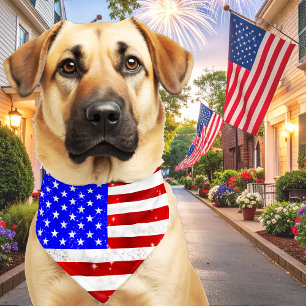 USA flag patriotic Pet Bandana Collar