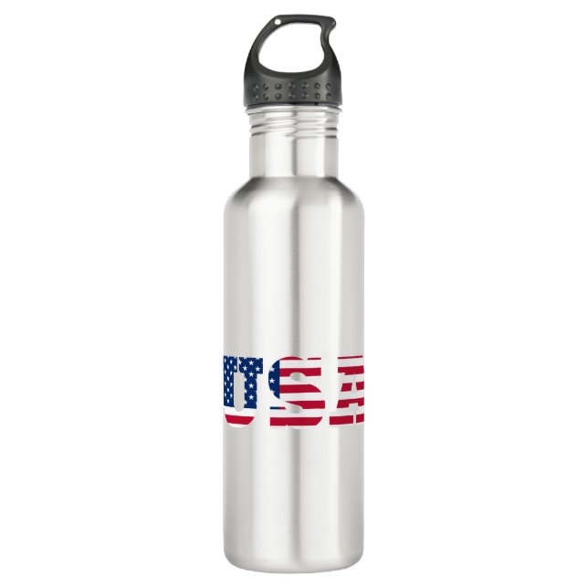 USA Flag  Patriotic Stainless Steel Water Bottle (Front)