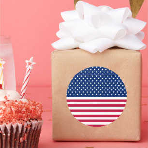 USA Flag Patriotic Stars Stripes Big Round Sticker