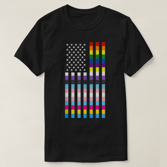 USA Flag Patriotic Trans Non Binary Panseual Gay P T-Shirt (Design Front)