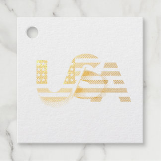 USA Flag – Patriotic USA Typography Foil Favor Tags