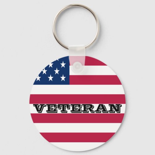 USA Flag Patriotic Veteran Veterans Keychain