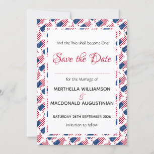 USA FLAG PATRIOTIC Wedding Custom Christian Save The Date