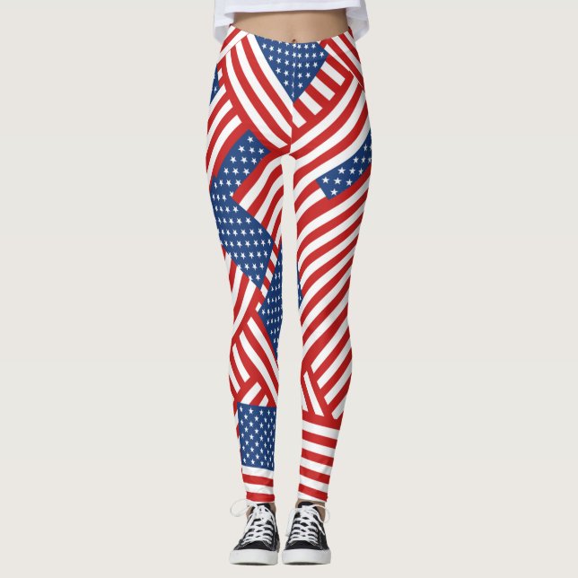 USA Flag Pattern Leggings (Front)