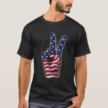 USA Flag Peace Sign Hand 4th of July Patriotic