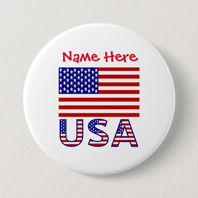 USA Flag Personalized Heritage Button (Front)