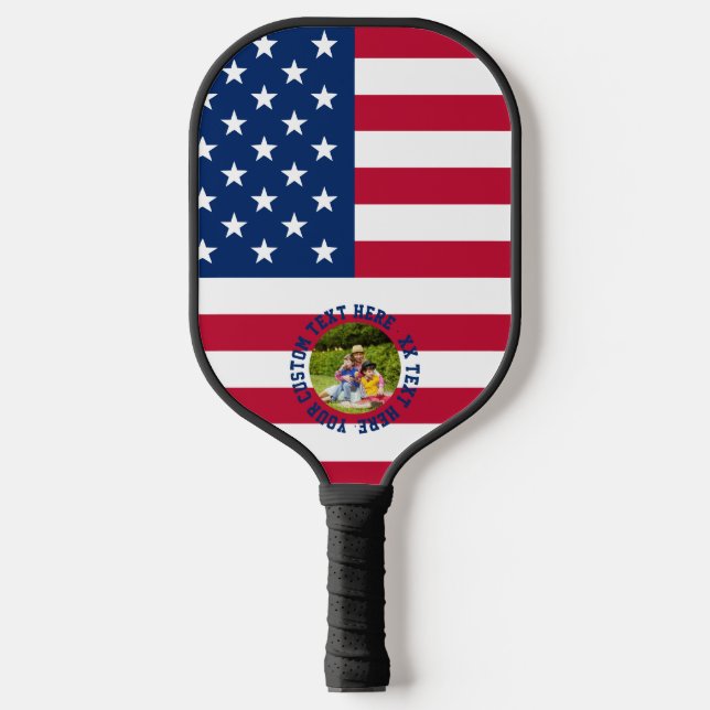 Usa flag & photo template pickleball paddle (Front)