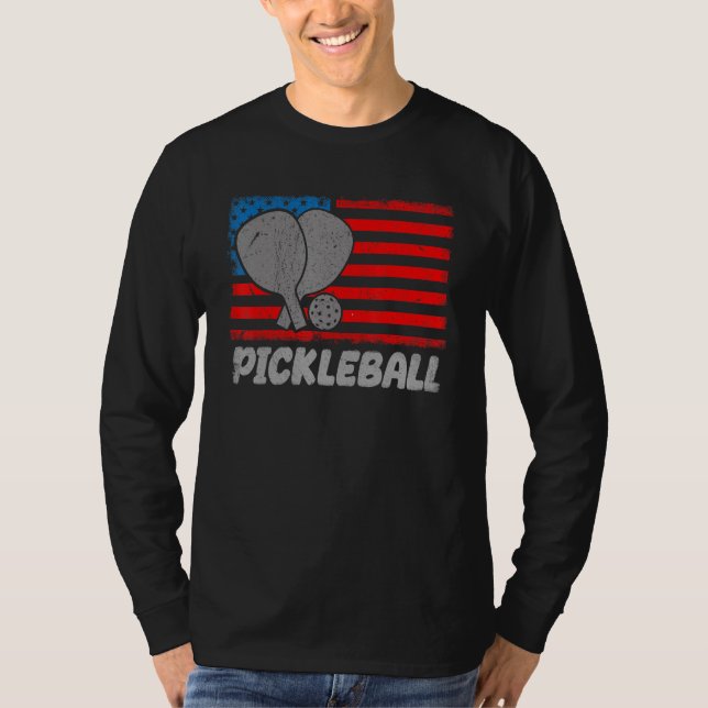 USA Flag Pickleball Shirt Paddle Pickleball Player (Front)