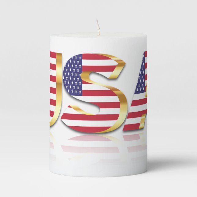 USA Flag Pillar Candle United States of America (Front)