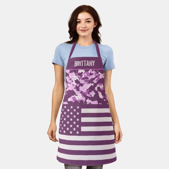 USA Flag Pink Camo Custom Apron (Worn)