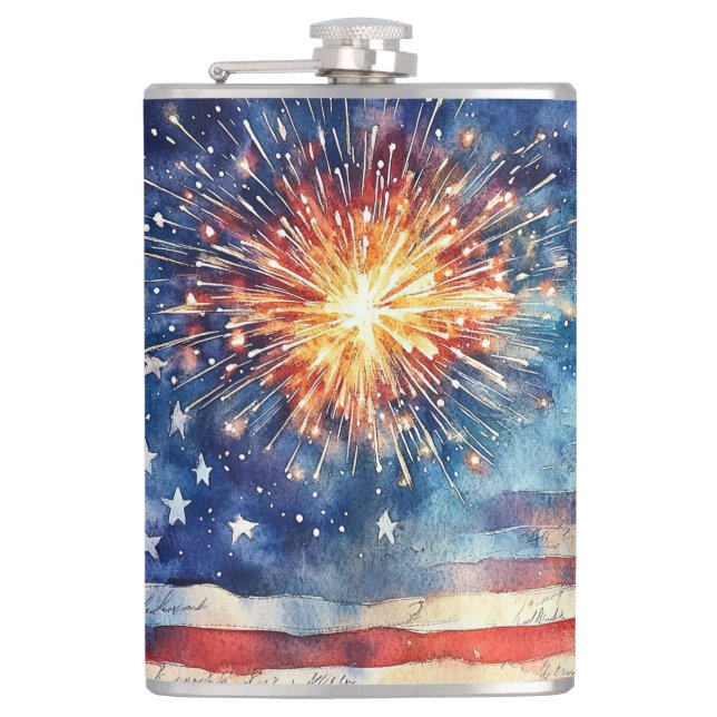 USA flag. Please of Allegiance.  Flask (Front)