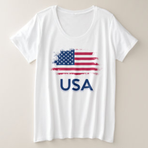 USA Flag Plus Size  T-Shirt