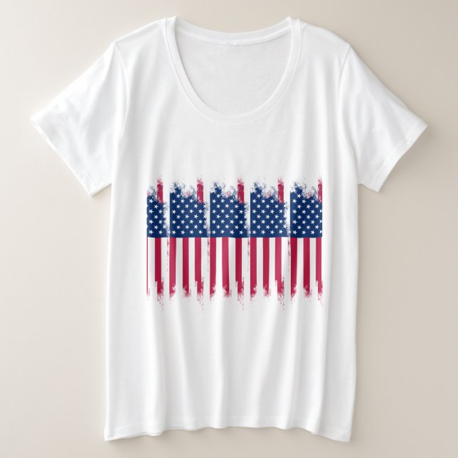 USA Flag Plus Size  T-Shirt (Design Front)