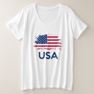 USA Flag Plus Size T-Shirt