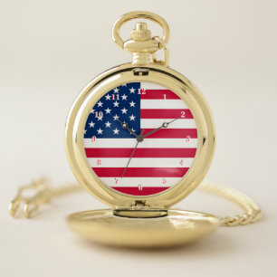 USA Flag Pocket Watch - Patriotic